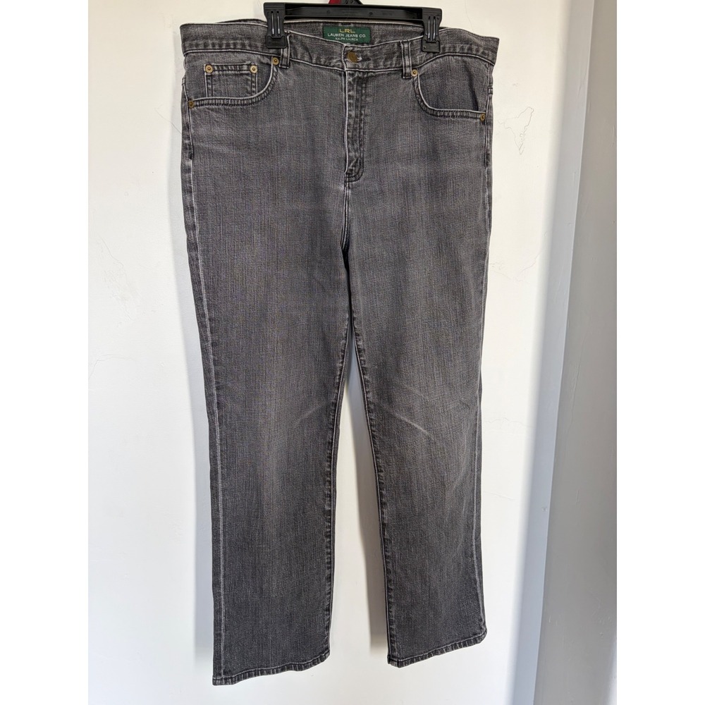 LRL Ralph Lauren Jeans Co Womens 14 Faded Black Straight Leg Stretch Denim Pants